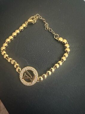 Gold-Tone Women's Logo Disc Bead Bracelet